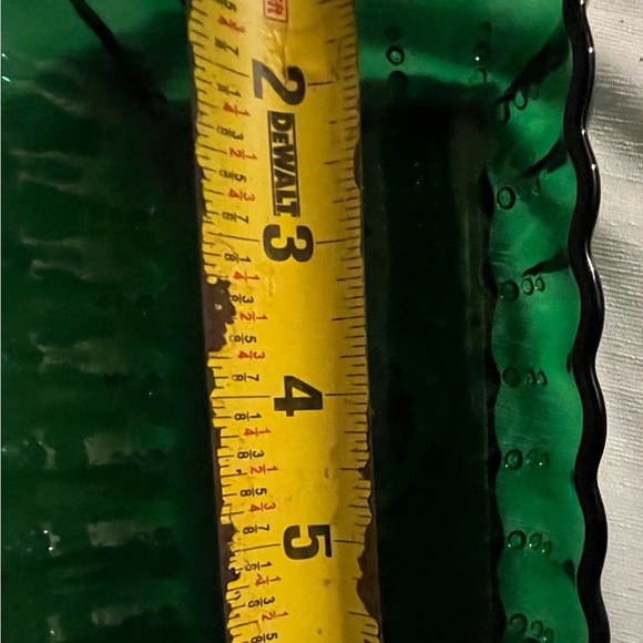 Anchor Hocking Emerald Green Glass Diamond Ruffle Candy Dish Bowl & Vanity tray - Picture 9 of 9